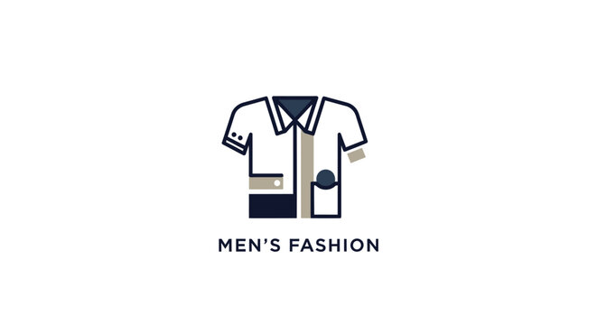 Minimalist graphic of a men's shirt icon representing fashion apparel design