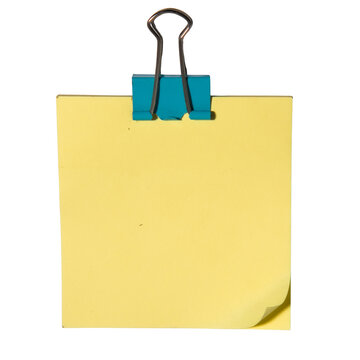Yellow Sticky Note with Teal Binder Clip