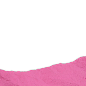 Crumpled Pink Paper Edge on White Background