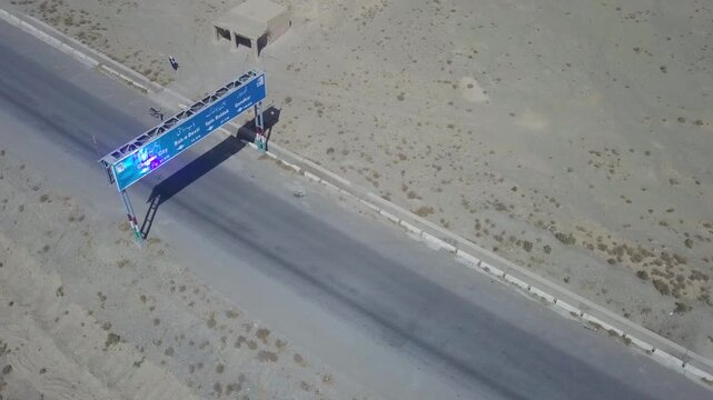 Highway to Pakistan border near Chaman captured from above