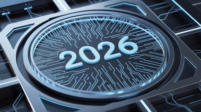 Circular quantum processor chip glowing 2026 &ndash; Ideal for computing technology, quantum science, or breakthrough innovation content