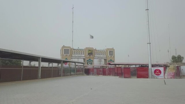 Drone shot of Bab-e-Dosti, Pakistan-Afghanistan border crossing at Chaman