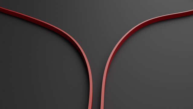 The background is an abstract black with fashion wavy red lines. 3d rendering illustration not AI