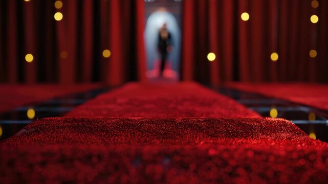 The grandeur and exclusivity of a red carpet event captured from above.
