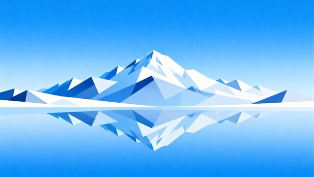 Snowy mountain peaks and water reflection