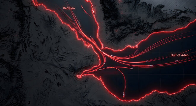 The Bab el-Mandeb strait, strait of Bab al-Mandab