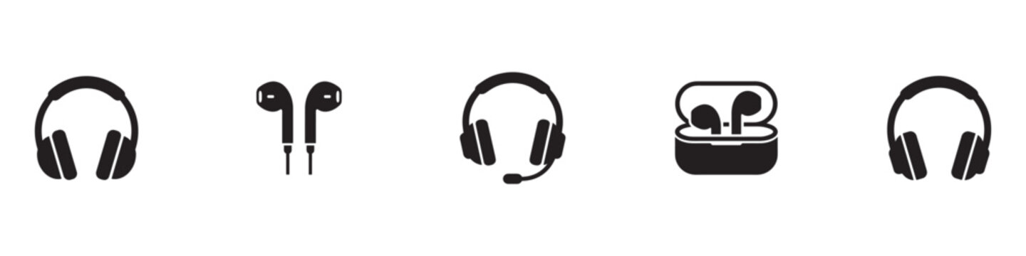 Headphones icons set. Customer service. Customer support. Design element suitable for website, print design or app. Vector illustration. Vector Graphic. EPS 10