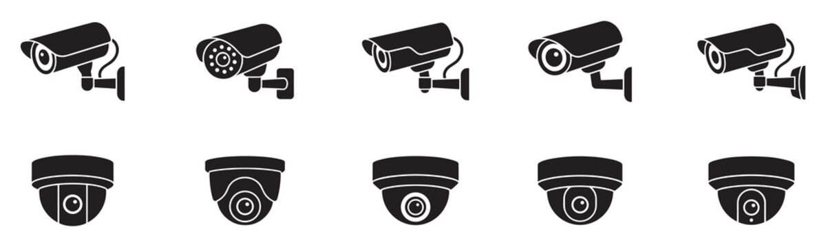 Security camera icon. CCTV vector icon set. Video surveillance CCTV camera icon. Security camera. Vector Illustration. EPS 10
