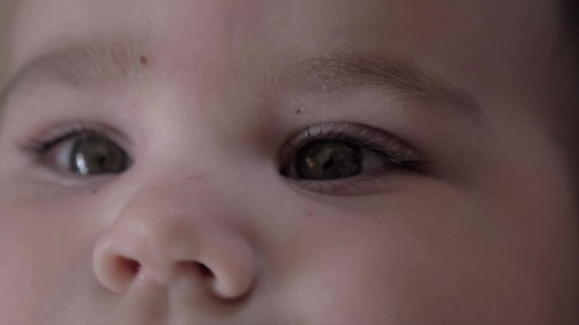 Gros plan regard de b&eacute;b&eacute; joufflu