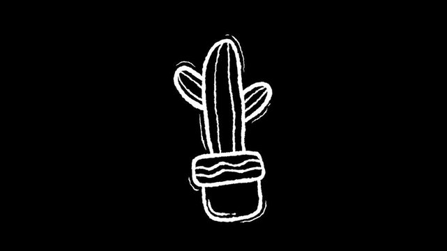 Cactus Sketch: A minimalist black and white sketch of a cactus plant in a pot, conveying a sense of simplicity and desert charm.