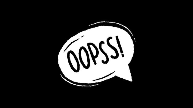 Oops! Comic Bubble: A speech bubble emblazoned with the word Oops!, conveying a moment of surprise, mistake or realization.
