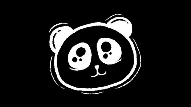 Sweet Panda Portrait: A charming panda illustration, rendered in bold black and white, exudes a captivating sweetness against a deep background. 