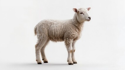 Obraz premium Cute lamb standing isolated on white background