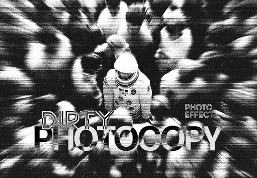 Dirty Photocopy Photo Effect &ndash; Monochrome Copier for Album Cover & Social Media (PSD)