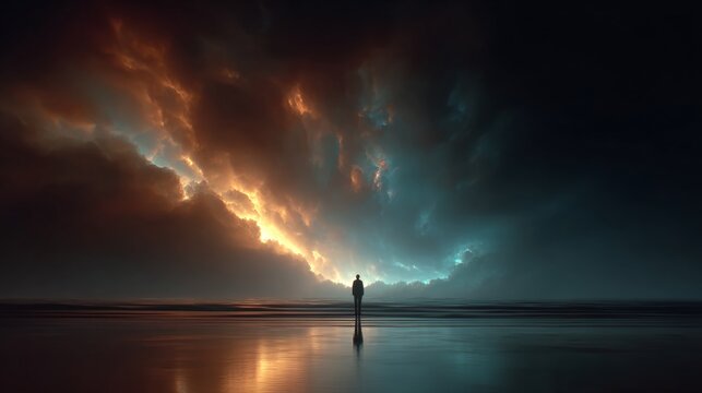 The confluence of light and code in advanced ai realities. Poster illustration. Dynamic colors illuminate the agi hologram in dark space. Fantasy poster. Drama poster.