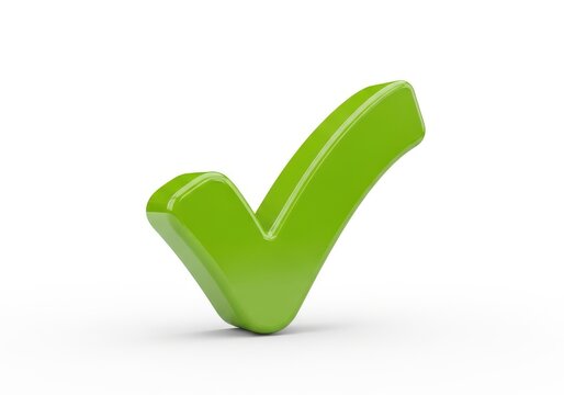 A large green check mark on a white background