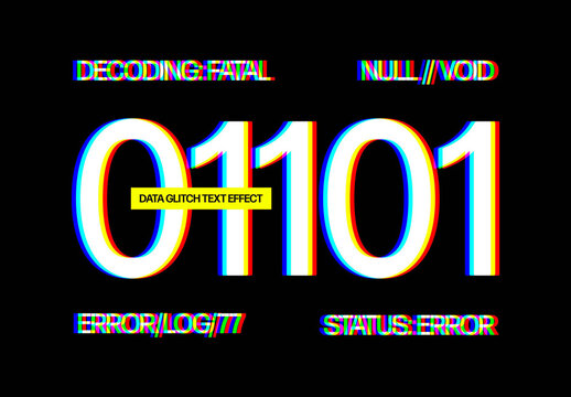 RGB Text Effect &ndash; Digital Typography for Logo, Poster & Branding (PSD)