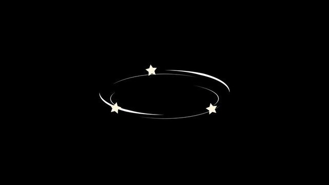 Rotating lines and stars in a circle. Around the circle movement. Looping motion graphic animation. Dizziness overlay effect.
