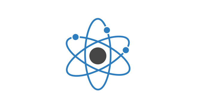 Atomic structure vector illustration featuring electrons orbiting a central nucleus, science concept