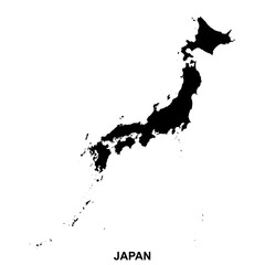 Japan map black silhouette, country outline vector illustration, minimal geography design, bold flat location symbol © New Asia