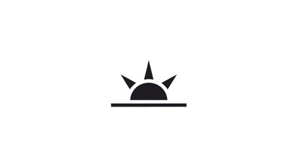 Fototapeta premium Minimalist graphic of a sun rising or setting with spikes above horizon line