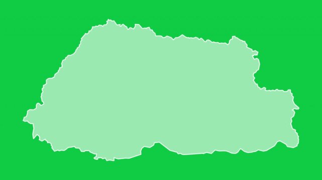 Bhutan map glow outline animation green background