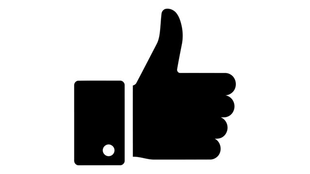 Solid black thumb up icon representing approval, agreement or success on white background