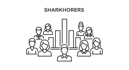 Fototapeta premium Business people gathered around bar graph chart.