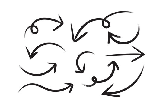 Arrow icon set hand drawn direction for business navigation design
