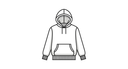 Fototapeta premium Illustration of a Simple White Hoodie Garment with a Pocket and a Hood Design