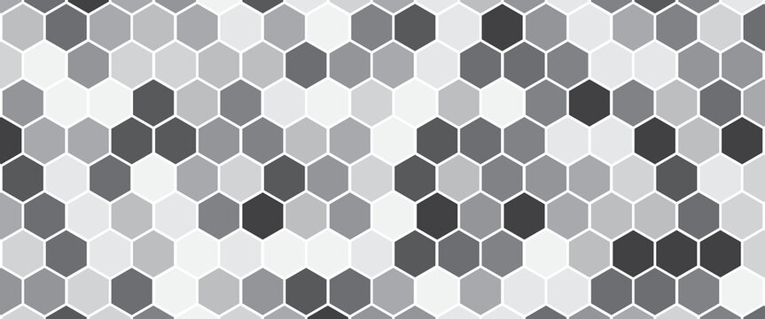 Gray, black, white beehive background. Honeycomb, bees hive cells pattern. Bee honey shapes. Vector geometric seamless texture symbol. Hexagon, hexagonal raster, mosaic cell sign or icon.