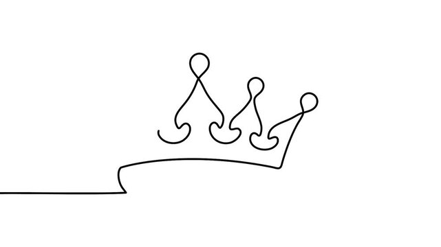 Continuous single line animation of royal crown symbolizing leadership power luxury and wealth concept