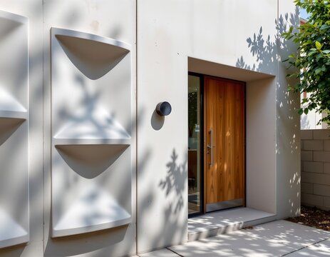 Modern Minimalist Entrance with Concrete and Wood Accents
