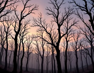 Obraz premium Misty Dawn Enchanted Ancient Forest