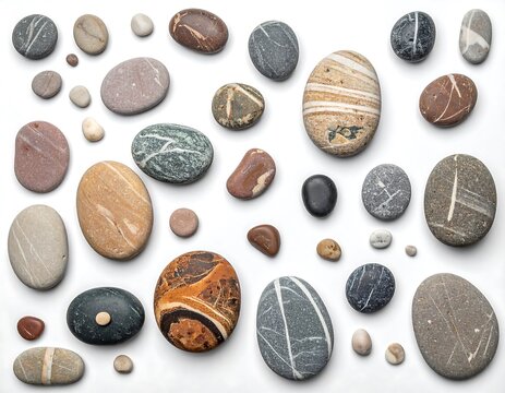 Assorted beach pebbles.