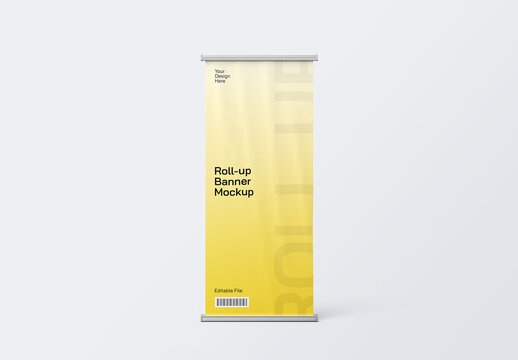Roll-Up Banner Mockup on White Background