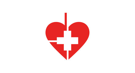 Obraz premium Medical symbol of a heart with a cross design on a white background, representing health
