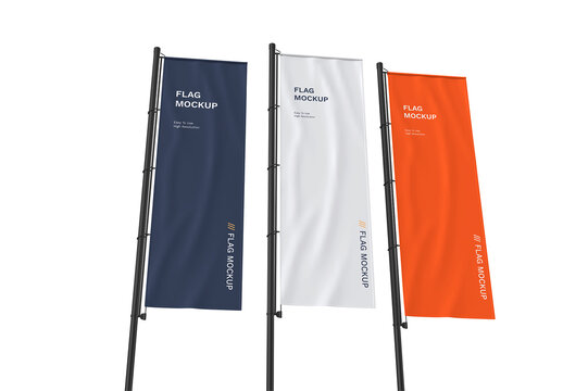 Three Vertical Flag Mockups
