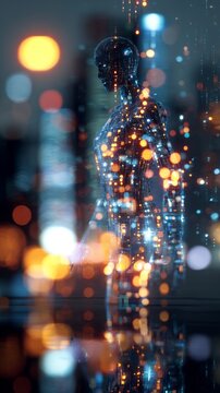 Tomorrow's robotics: bridging technology and humanity. Artificial intelligence. Sleek robotics and advanced technology: a glimpse into the future. Virtual network. Global network.