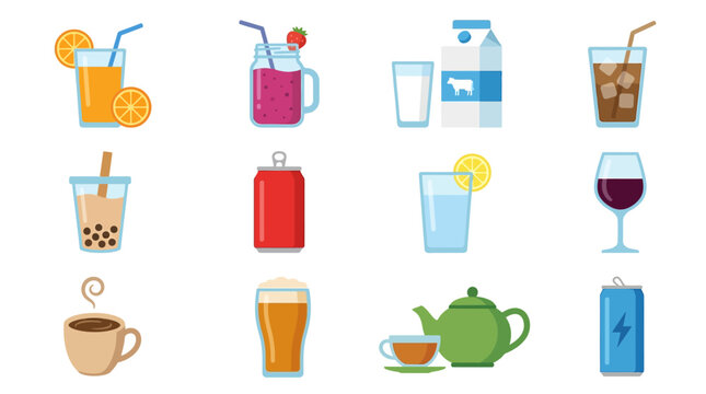Variety of drinks and beverages.