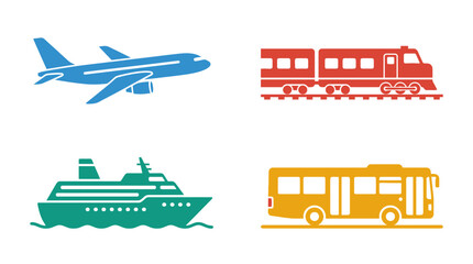Airplane train bus and cruise ship. © Payu