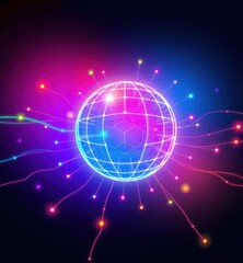 Fototapeta premium Technology Spherical Growth Background Glowing Network