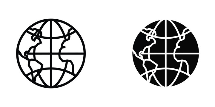 Contrasting globe designs with positive and negative space depiction of world maps