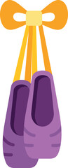 Purple ballet slippers tied with a yellow bow displaying dance and performance © anatolir