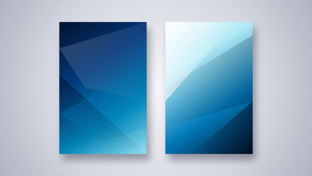 Abstract Blue Business Banner Template Set with Geometric Faceted Polygon Design