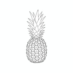 Obraz premium Elegant Black and White Outline of a Pineapple For Fresh Fruit and Healthy Lifestyle Themes