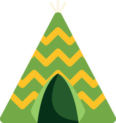 Traditional native american dwelling or play tent featuring a green and yellow zigzag design © anatolir