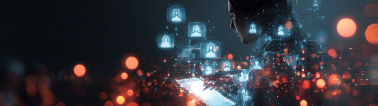 Digital symbiosis: navigating the intersection of technology and intelligence. Internet communication icon. Futuristic boundaries: the art of communication in the agi era.