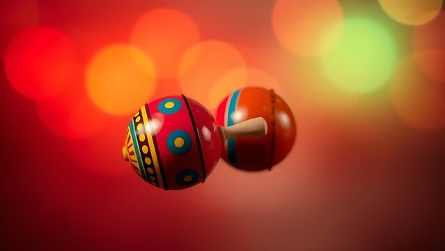 Maracas in motion with blur trails against a warm, soft background.