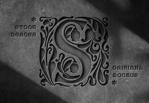 Stone Text Effect &mdash; Debossing Typography for Logo, Poster & Branding (PSD)